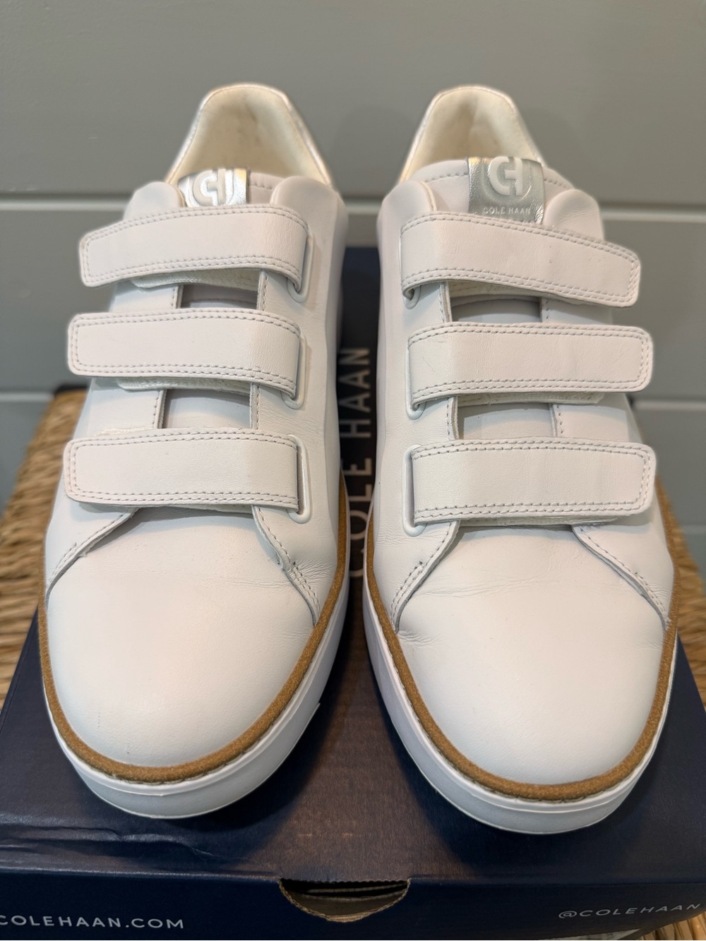 Cole Haan Women’s Sneakers GrandPro Topspin Leather Triple-Strap Sneakers White